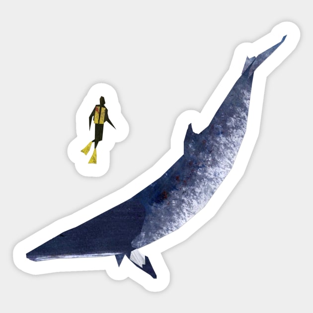 Whale & Diver Sticker by Babban Gaelg